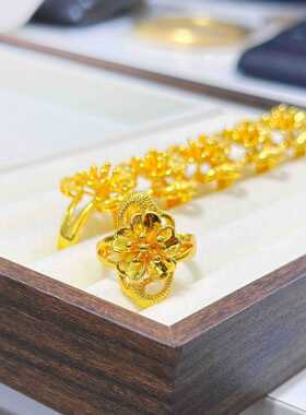 金店同款长条大花戒指女款久不掉色时尚高级感活口可调节花朵指环