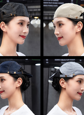 厨师帽子女帆布鸭舌帽