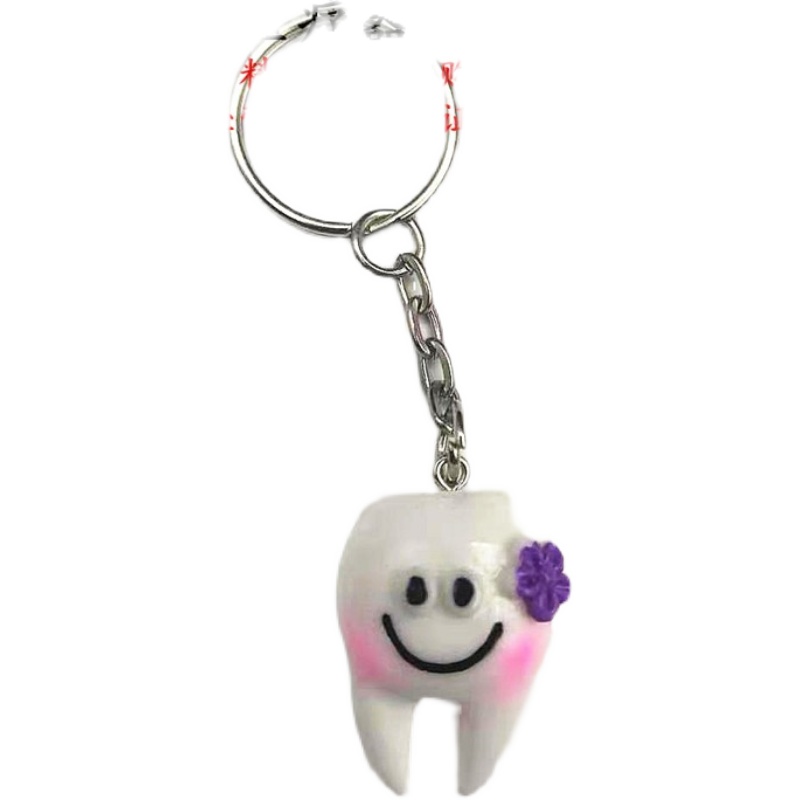 牙科创意定制宣传小礼品钥匙扣牙齿形状钥匙链钥匙吊坠10个包邮-图3