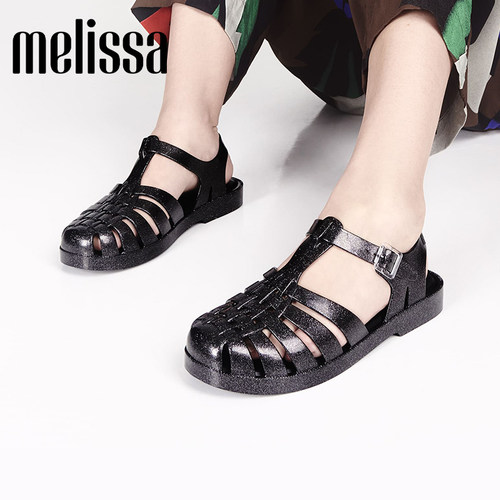 Melissa梅丽莎纯色包头编织镂空平底女士单鞋成人凉鞋果冻鞋33520 - 图0