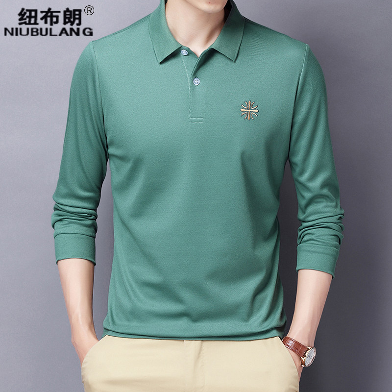 长袖polo衫秋季新款男装中年打底衫 纽布朗T恤