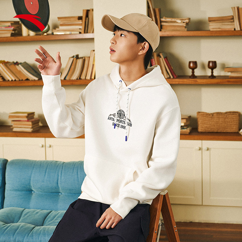 安踏休闲连帽卫衣男冬季新款美式立体刺绣宽松套头上衣152518706S,淘宝优惠券,粉丝福利购,淘宝优惠卷