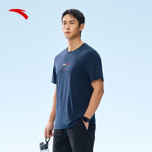 安踏冰丝T丨针织运动短袖男士夏季透气弹力健身跑步上衣152527136 - 图0