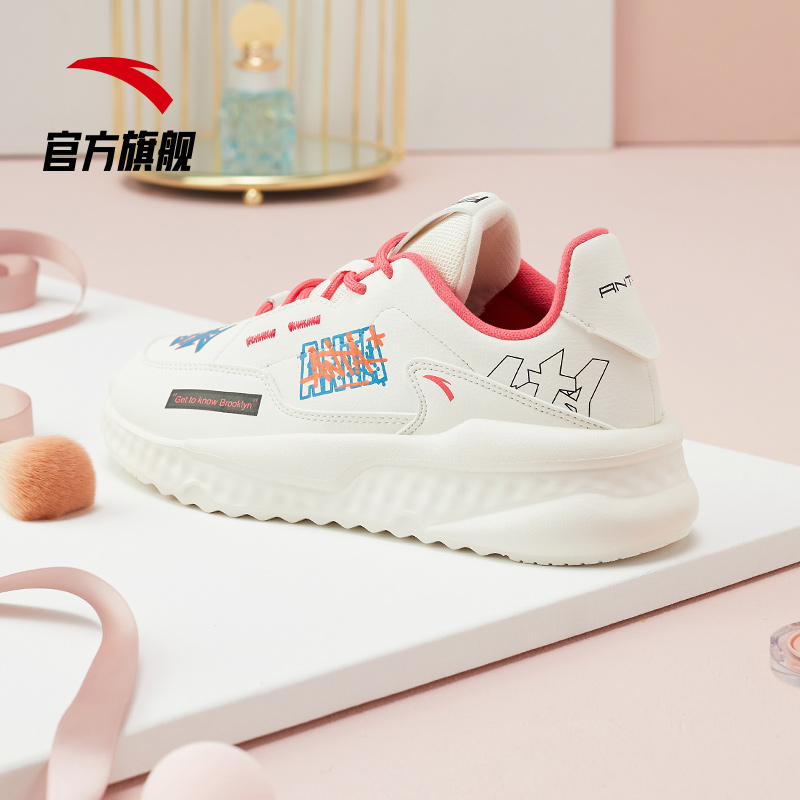 安踏官方网店安踏女鞋休闲鞋年官网旗舰新款学生樱花粉色时尚运动鞋子女潮0