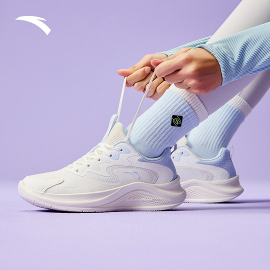 安踏漫步丨轻质缓震皮面加绒跑步鞋女款舒适轻便软底运动鞋休闲鞋