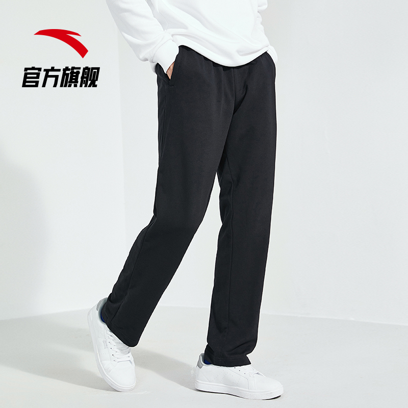 安踏官方网店安踏官网旗舰秋季薄款运动裤男卫裤休闲直筒男士针织裤子潮流1
