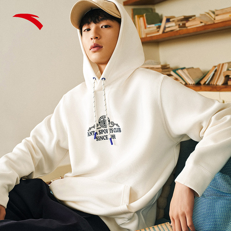 安踏休闲连帽卫衣男冬季新款美式立体刺绣宽松套头上衣152518706S,淘宝优惠券,粉丝福利购,淘宝优惠卷