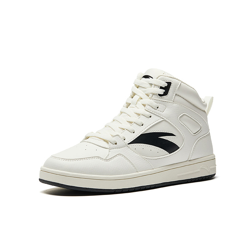 安踏元年2丨高帮皮面板鞋女秋季新款增高休闲鞋百搭运动鞋子 - 图0
