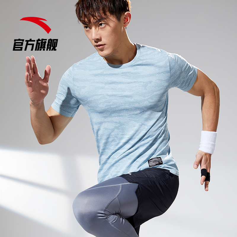 安踏官方网店安踏t恤男夏季新款透气速干短袖针织衫跑步运动半袖体恤官网1