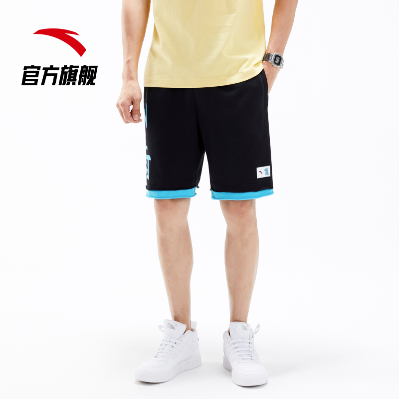 安踏官方网店安踏官网旗舰夏新款运动裤男宽松针织短裤涂鸦休闲潮流五分裤0