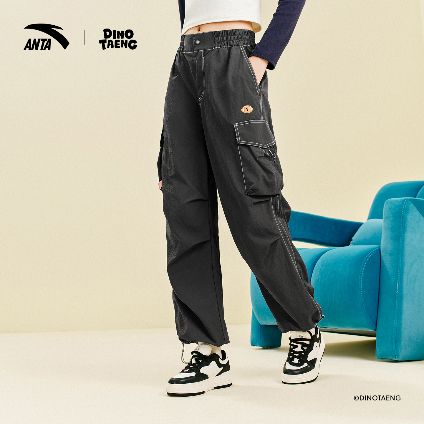 安踏×呆萌町联名丨休闲工装裤女新款宽松直筒裤运动裤162548504 - 图1