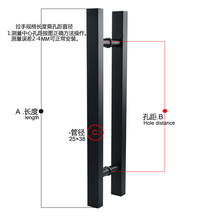 玻璃门拉手不锈钢把手手柄黑方管钛金大门移门铁门定制配件 - 图2