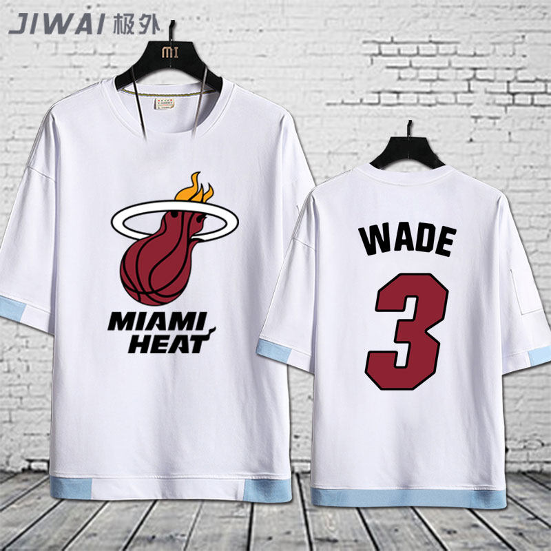 迈阿密热火队飘带短袖韦德22号t恤 极外T恤