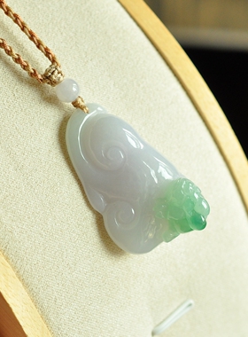 缅甸A货冰润紫绿春彩翡翠如意