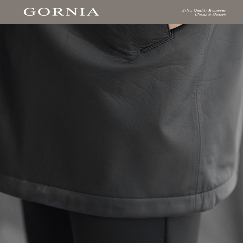 【厅局风】GORNIA/格罗尼雅男士皮衣牛皮革翻领百搭中年皮夹克男