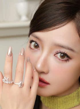 LUYUO可爱甜酷小狗爱心戒指女夏季辣妹甜美日系开口叠戴食指戒