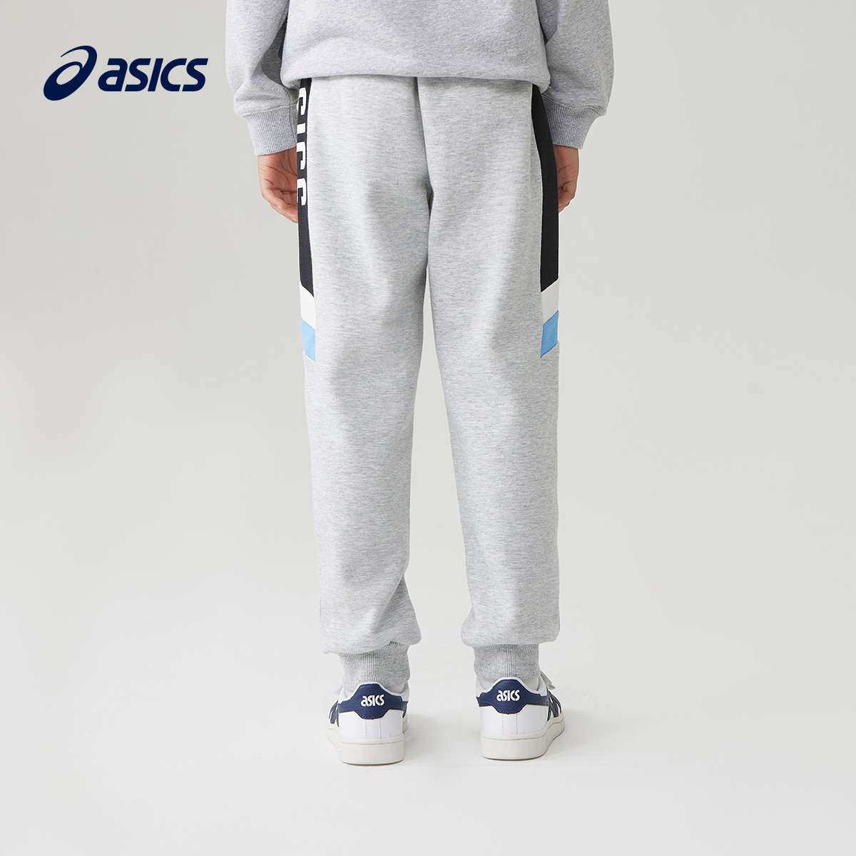 ASICS/亚瑟士童装春季新款男女童运动休闲侧面印花百搭针织长裤