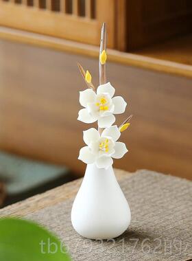 高档禅意新中式纯手工摆陶捏制梅花创意居家客瓷厅茶室办公室桌面