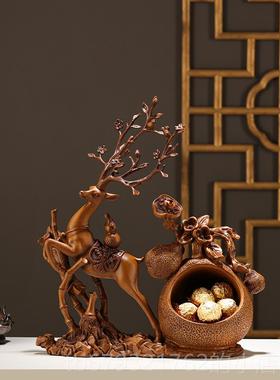 高档福鹿福进门口禄玄关居钥匙纳摆件轻奢客厅家电收视柜鹿装饰品