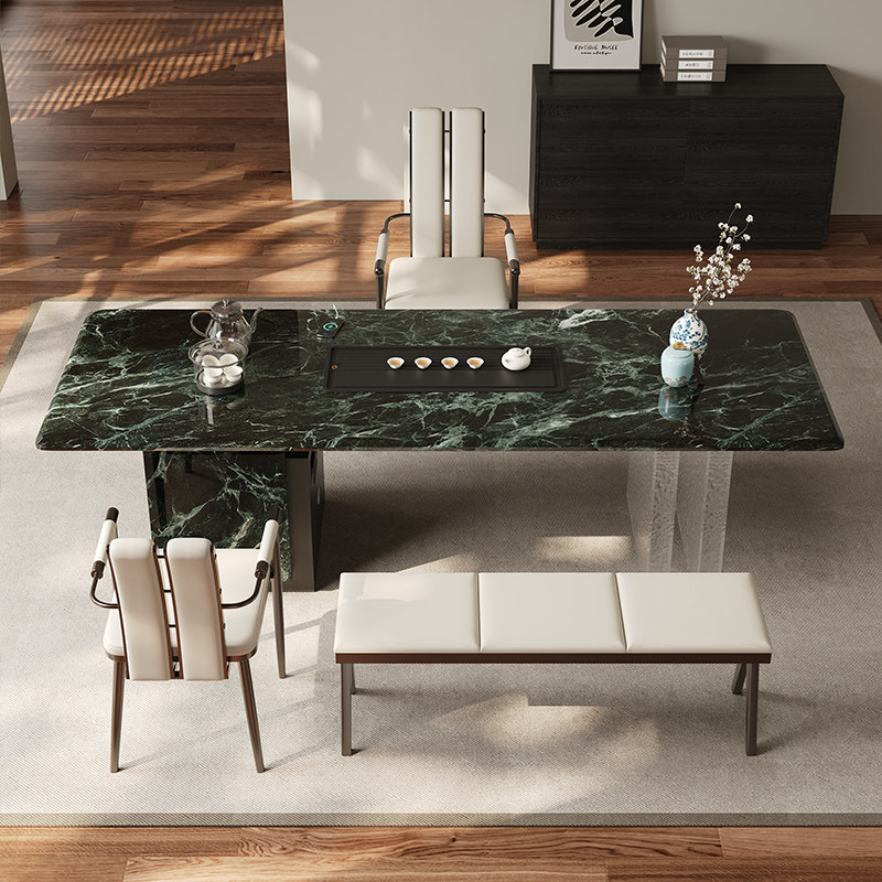 轻奢茶桌2025新款高级感家用办公室泡茶台大板普拉达绿奢石茶桌椅,淘宝优惠券,粉丝福利购,淘宝优惠卷