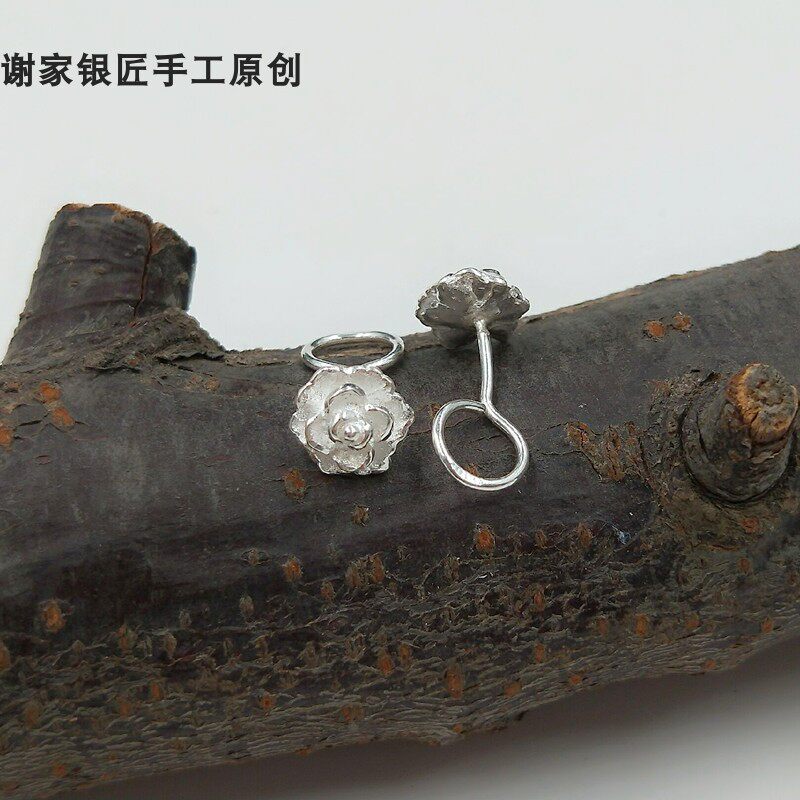 新款99足银韩国女立体多层次玫瑰花耳钉足银手工玫瑰花耳钉,淘宝优惠券,粉丝福利购,淘宝优惠卷