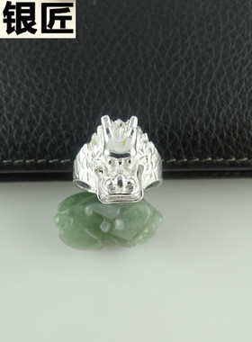 戒指长款龙头饰品男式银匠手工