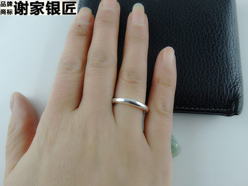 谢家银匠手工999纯银戒指男女 纯手工光圆圈戒指 - 图0