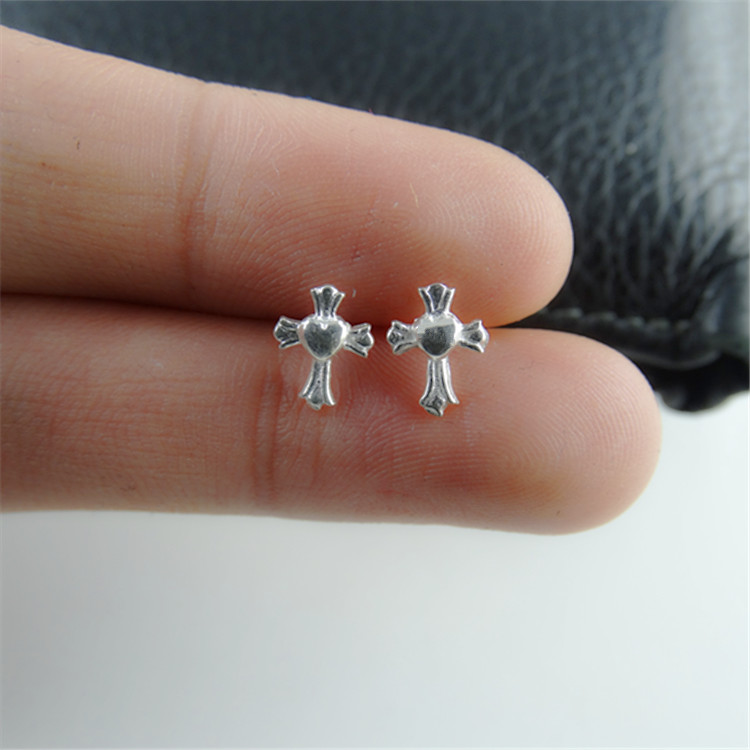 谢家银匠99银耳钉 女 99足银钩  向日葵紫荆花弯钩耳钉 - 图3