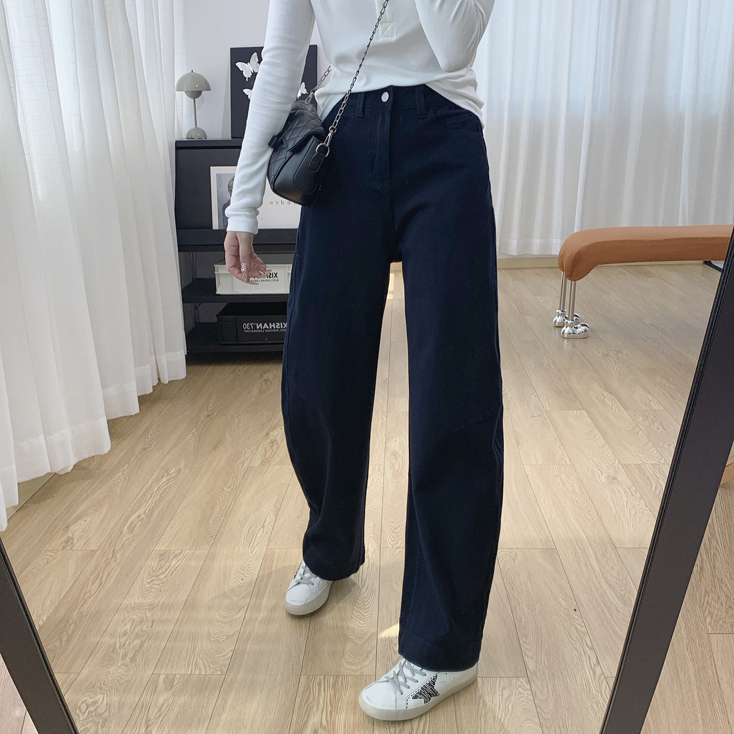 清仓特价 四面弹高腰显瘦弯刀牛仔裤女秋季裤子宽松直筒阔腿裤,淘宝优惠券,粉丝福利购,淘宝优惠卷