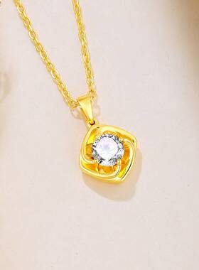 外贸饰品轻奢一心一意仿莫桑石锆石项链女简约精致高级感锁骨链
