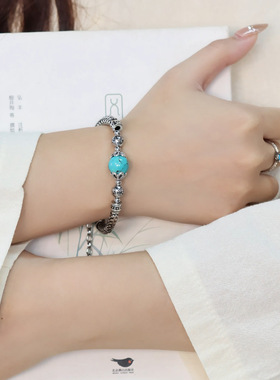 复古做旧铜钱福字麦穗手镯女新中式国风小众高级感古风半镯手链