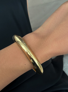 精美饰品包邮 法式复古宽面不对称手镯 金属感圆形Bracelet套装