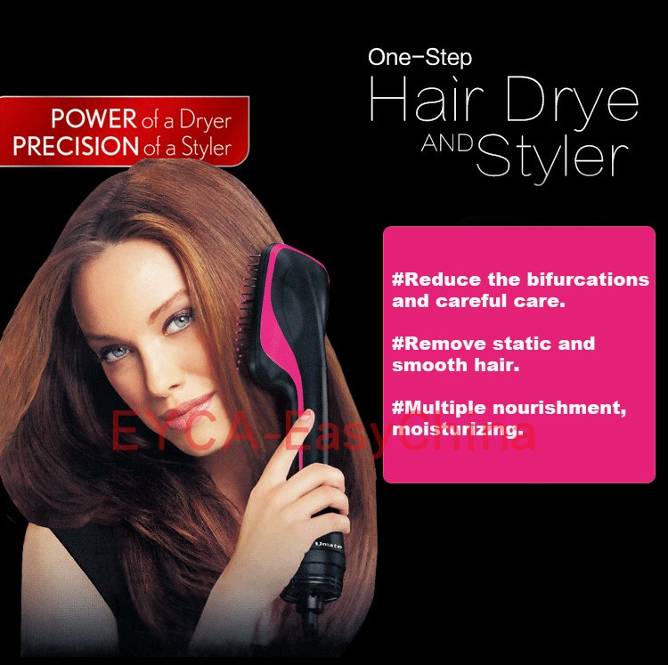 2in1 Paddle Hair Dryer Comb Brush Professional Blower Styler - 图0