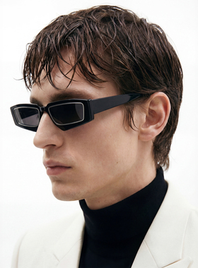 【七夕礼物】JINNNN STARMAN 长方形窄框银边合金太阳镜墨镜