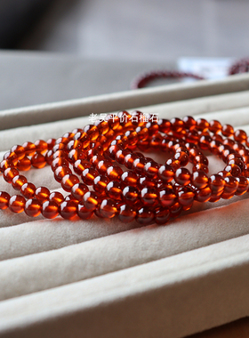 「特级品质」老吴天然橙红石榴石女手链手串单圈 收藏级 正品