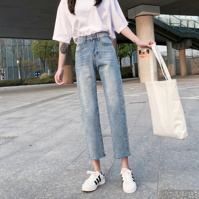直筒女宽松秋装新款八分显瘦牛仔裤 鑫豪霸牛仔裤