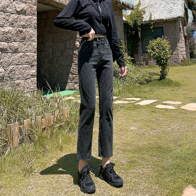 灰色直筒宽松九分百搭显瘦牛仔裤 鑫豪霸牛仔裤