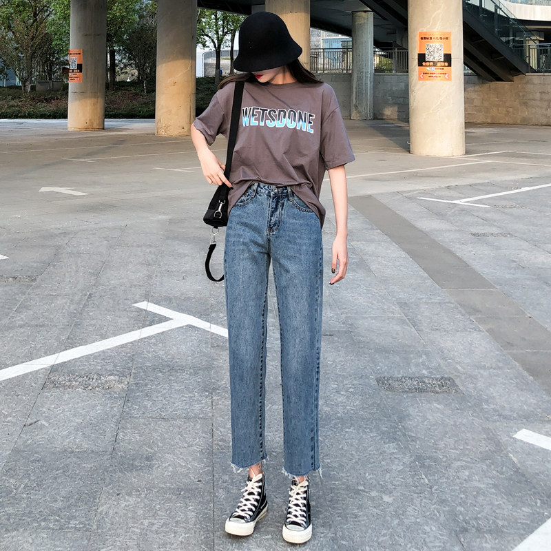 直筒女宽松秋装新款八分显瘦牛仔裤 鑫豪霸牛仔裤