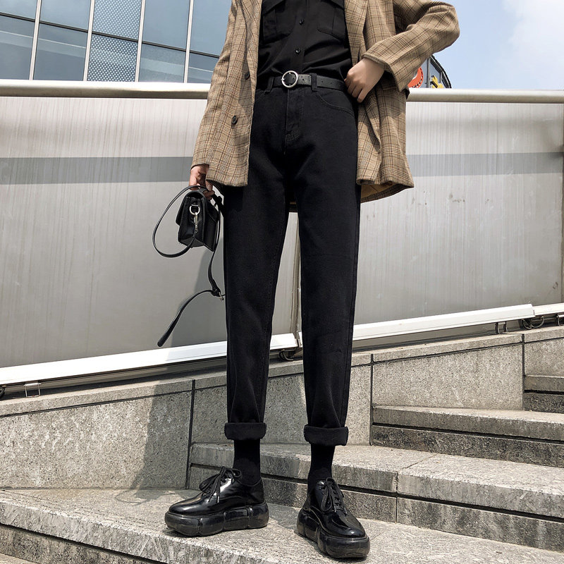 米白色直筒宽松2020新款秋冬牛仔裤 鑫豪霸牛仔裤