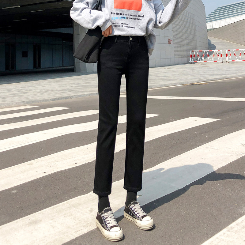 灰色宽松八分小个子百搭学生牛仔裤 鑫豪霸牛仔裤