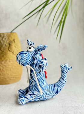 扎染布艺动物手工制作中国龙装饰摆件手工扎染布艺龙挂件