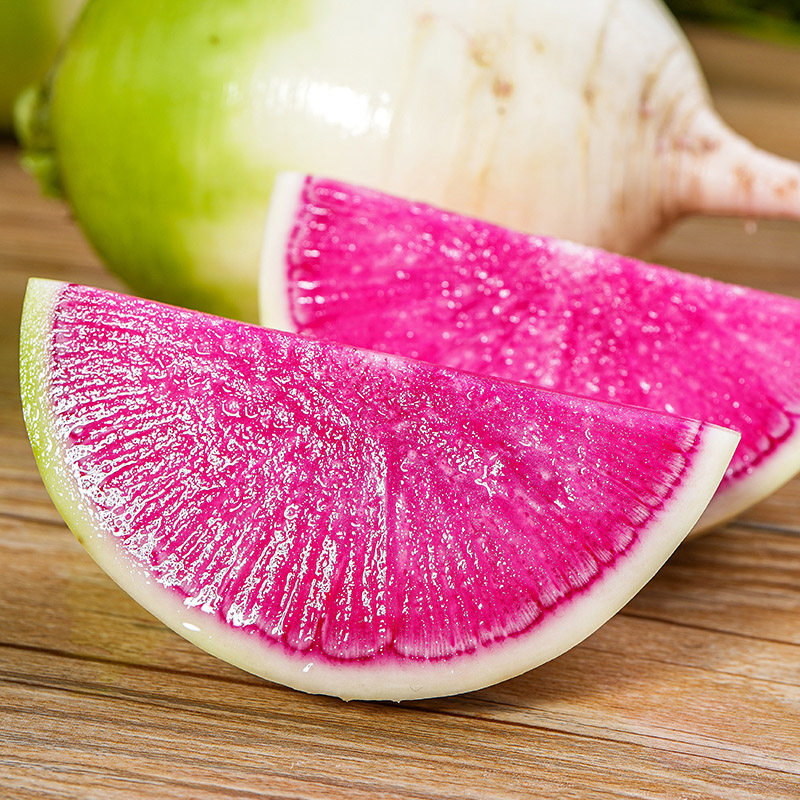 新鲜心里美萝卜胭脂红水果萝卜生吃脆甜泡菜萝卜5斤红心萝卜包邮,淘宝优惠券,粉丝福利购,淘宝优惠卷