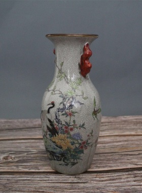 仿古风陶瓷粉彩迎春图展柜松鹤