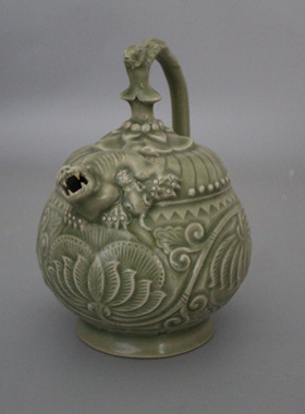 宋耀州窑青釉提梁古玩注壶仿古瓷