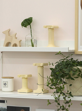 莫兰迪色桌面摆件罗马柱造型