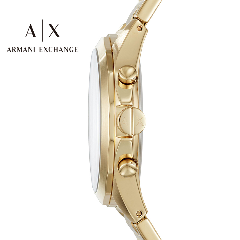 阿玛尼手表男Armani Exchange 金色钢带男士简约石英手表AX2602