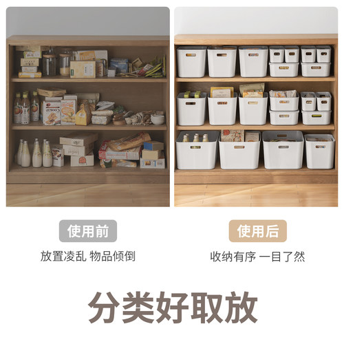懒角落收纳盒带盖子储物筐桌面杂物厨房零食玩具化妆品塑料整理箱 - 图0