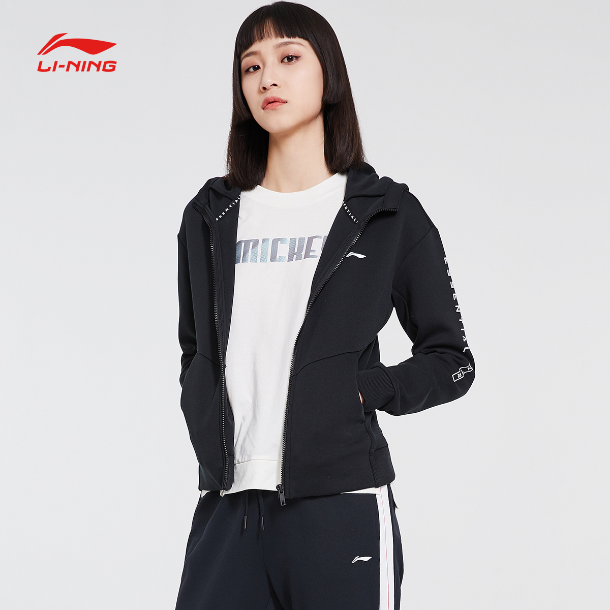 Li Ning Sweater Women's 2020 New Training Series Cardigan Long sleeved Jacket Hooded Top Knitted Sportswear