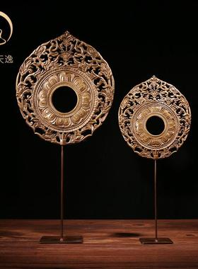 莲花纹四方底观音菩萨释迦牟尼佛佛像背光底座摆件