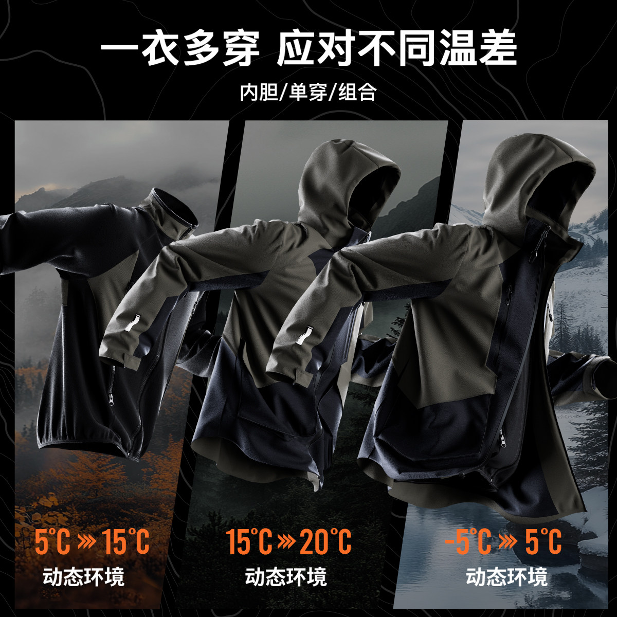 Monster Guardians守护者系列秋冬全压胶三合一加绒冲锋衣外套男,淘宝优惠券,粉丝福利购,淘宝优惠卷